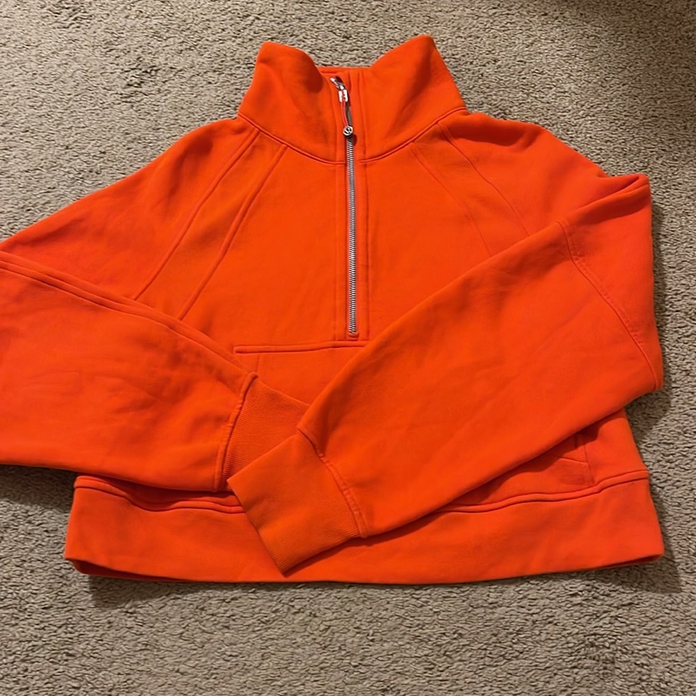 Lululemon scuba oversized funnel neck half zip Solar Orange Sz XS/S Sold Out - Picture 5 of 10
